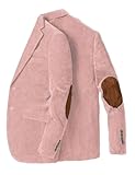Mens Corduroy Jacket Elbow Patch Blazer Slim Fit Fashion Single Breasted Spring Suit Coat Blush Pink S