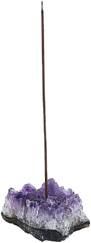 Newwe Amythestyst Crystals Incense Holder for Sticks, Healing Crystal Stone Incense Burner for Yoga, Meditation and Home Decor