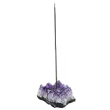 Newwe Amythestyst Crystals Incense Holder for Sticks, Healing Crystal Stone Incense Burner for Yoga,