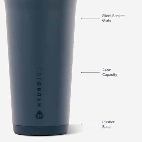 Image of HydroJug Insulated Protein Shaker Bottle 24 oz, Silent Mixing, Cascade | Leak-resistant, triple wall insulated, flip-top cap, antimicrobial Tritan lid, bucket handle, cup holder fit, dishwasher safe