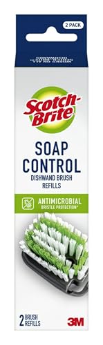 Image of Scotch-Brite Soap Control Dishwand Brush Refills, Non-Scratch Scrub Brush Heads, Durable & Odor-Resistant, 1 Count (2 Total Refills)
