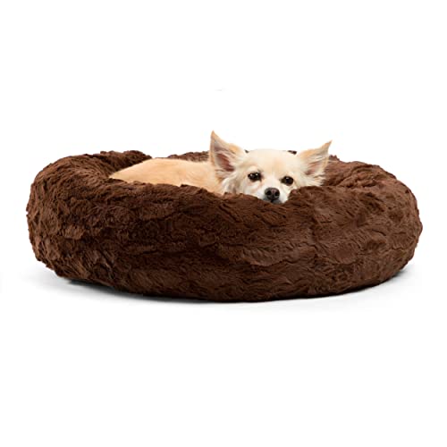 Best Friends by Sheri The Original Calming Donut Cat and Dog Bed in Lux Fur Dark Chocolate Small 23x23