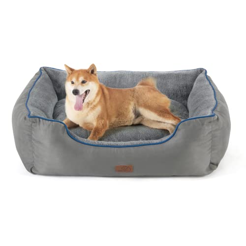 Bedsure Dog Beds For Large Dogs - Cat Beds For Indoor Cats, Rectangle Cuddle Large Medium Dog Bed Washable With Anti-Slip Bottom, 30 Inches, Grey #TOP9