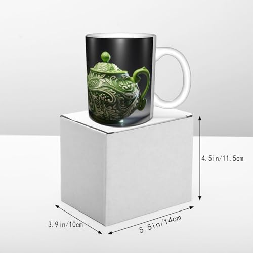 Théière imprimée verte céramique d'exception pour latte et thé - 4