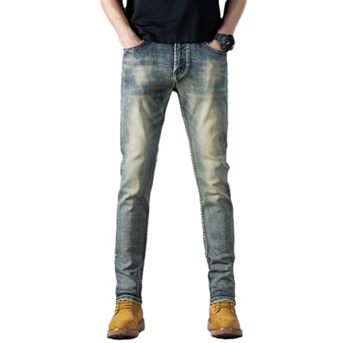 Men's Vintage Washed Jeans Nostalgic Stretch Slim Straight Jeans