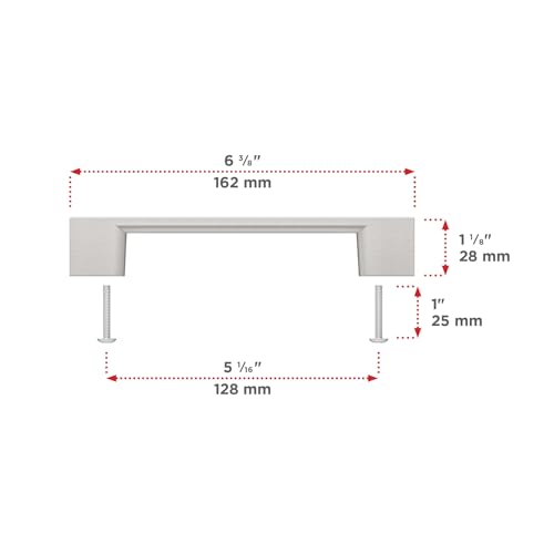 Image of Richelieu Hardware BP8160128195 Armadale Collection 5 1 /16-inch (128 mm) Center-to-Center Brushed Nickel Modern Cabinet and Drawer Pull Handle for Kitchen, Bathroom, and Furniture