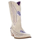 Vaccari Women's Mimi Premium PU Bone Leather SFA Embroidery Cowboy Boots - 8.5 B