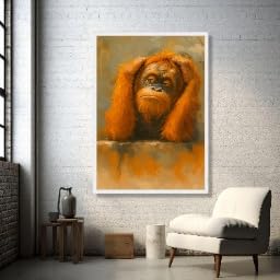 Singe à la fourrure orange tableau moderne salon 60x90cm - 3