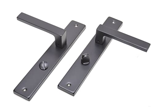 Ensemble de poignées de porte à plaque longue noire - Poignée de porte - Poignée de porte - Poignée de porte - Poignée de porte - Poignée de porte (portes de salle de bain)