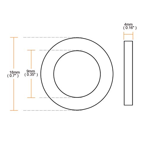 sourcing map 10 Stück Gummi Unterlegscheiben 18 mm Außendurchm. 10 mm Innendurchm. 4 mm Dicke für Wasserschlauch Wasserhahn