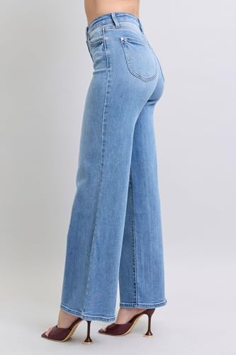 High-Waisted Vintage Wash Retro Wide Leg Jeans – Classic Comfort, Modern Flair-826253