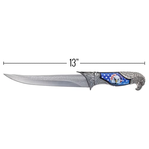 ASR Outdoor 13 inch Decorative American USA Flag Eagle Etched Collectors Hunting Knife, Ornamental Scabbard and Handle - Thumbnail 6