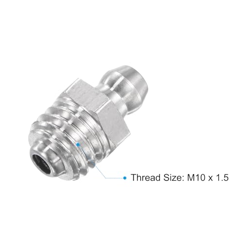 Image of uxcell 6Pcs Metric Stainless Steel Straight Grease Fitting M10 x 1.5mm Thread Hydraulic Grease Fitting Accessories