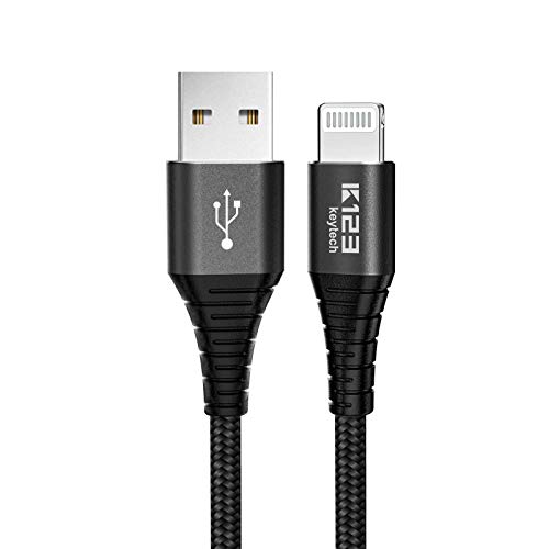 iPhone Charger, K123 Keytech Apple MFi Certified Lightning Cable, 6.6ft Nylon Braided USB Syncing & Charging Cord for iPhone Xs/Xs Max/XR/X/8/8 Plus/7/7 Plus/6/6 Plus/5, iPad, iPod & More