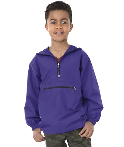 Image of Charles River Apparel Youth Pack-N-Go Pullover, Kids Lightweight Packable Water-Resistant Windbreaker