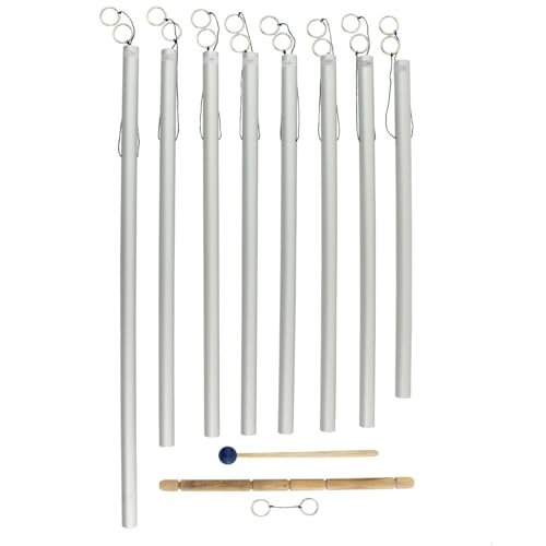 Set of 8 Fibonacci Tuned Healing Chimes - Includes 8 Chimes, Hanger, & Mallet/Designed & Tuned According to the Fibonacci Sequence