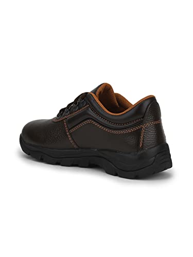 Image of Liberty Freedom Armour ST Lacing Safety Shoes for Men with Leather Upper | Rubber Sole | Padded Foam Insole| Anti Skid | Shock Absorber | Water Resistance | Comfortable for All Weather (Brown 8 UK)