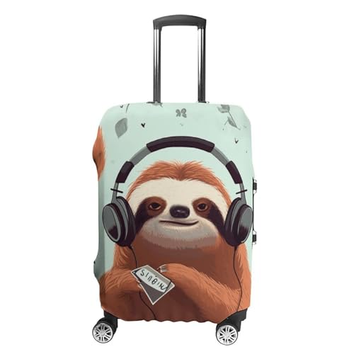Funny Cute Animal Sloth Music Travel Luggage Cover Anti-scratch Suitcase Cover Elastic Suitcase Protective Cover Fits 19-32 Inch Luggage XL