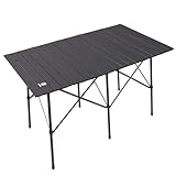 EVER ADVANCED Mesa de Camping Plegable con Tablero de Aluminio 116 x 74 cm para 4-6 Personas, jardín