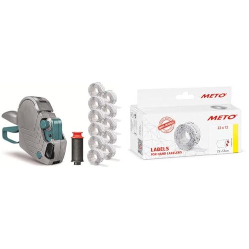 Étiqueteuse manuelle Meto Basic S avec rouleaux d'étiquettes papier pour prix et date
