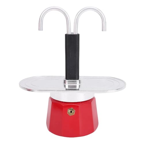Kaeltsyn Macetas multiusos de aluminio de doble tubo para uso en interiores y exteriores, cafetera de café expreso, preparación rápida para 2 tazas, ollas pequeñas de moca