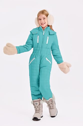 Image of Haloumoning Kid Snowsuit Girls Hooded Waterproof Insulated Ski Suit