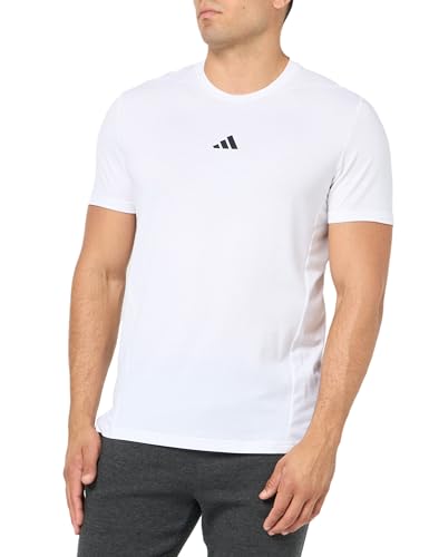 Image of adidas Men's Designed for Training Workout T-Shirt, White/Opulent Garden, XS