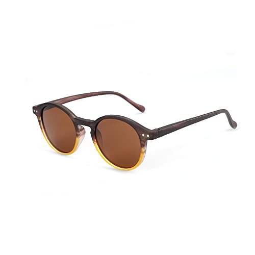 ZENOTTIC Gafas de sol Polarizadas Redondo Retrospectivo Cl¨¢sico Retrospectivo Lentes de sol Marco UV400 Para hombres y mujeres ¡­ (MARRÓN + TÉ)