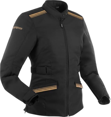 BERING Shine wasserdichte Damen Motorrad Textiljacke, schwarz/gold, 42