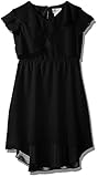 Blush by Us Angels Girls' Big Ruffle Front High-Low Dress, Black, 8