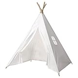 Takezuaa Weiß Kinder Tipi Zelt,Tipi Zelt für Kinder,Spielzelte für Mädchen und Jungen mit Tragetasche,faltbares Spielhaus für drinnen oder draußen,120 * 120 * 130cm Polyester Kinderzelt