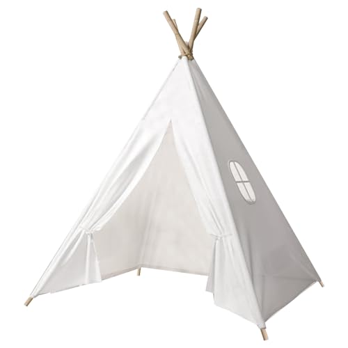Takezuaa Weiß Kinder Tipi Zelt,Tipi Zelt für Kinder,Spielzelte für Mädchen und Jungen mit Tragetasche,faltbares Spielhaus für drinnen oder draußen,120 * 120 * 130cm Polyester Kinderzelt