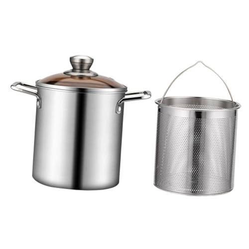 MAGICLULU 1 Juego Sartén Tapa Freidora Eléctrica Freidora De Aire Ninja De Doble Pila Plato Volantes Horno De Cabaña Portátil Cestas De Freidora Comercial Freidoras Silver Acero Inoxidable