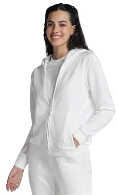 Women's Full Sleeve Zip-Through Hoodie | Jacket for Women | Breathable, Solid Color Hooded Jacket with Front Zipper Closure