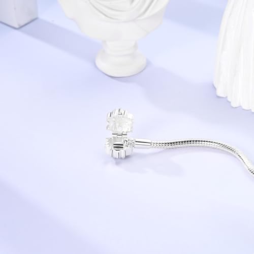 LAZA 925 Sterling Silver Charm Bracelet for Women Snake Chain Bracelet Star Moon Butterfly Burst Forth Bracelet Jewelry Gift for Women 6.7in-7.9in4