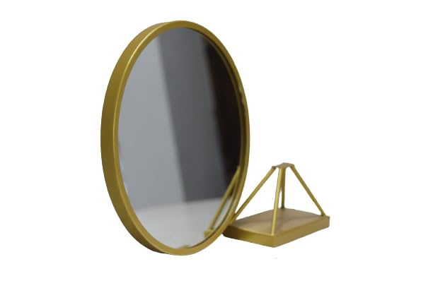 Image of Modern Elegance Round Wall-Mounted Mirror Metal Framed Wall Mirror Bathroom Mirror Living Room Mirror Home Decor Mirror 18 x 18 Inches Golden MF 76