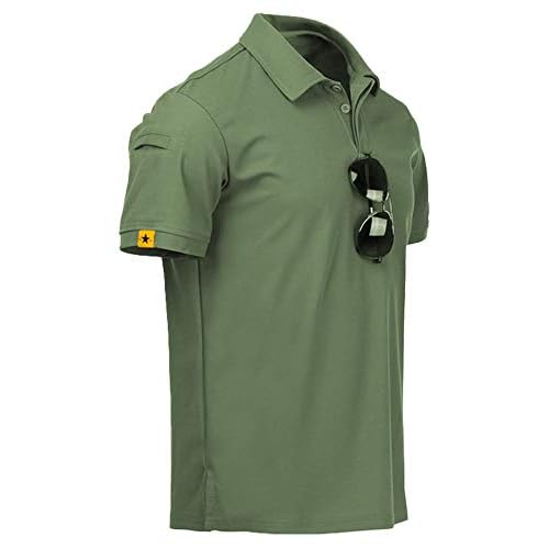 ZITY Mens Polo Shirt Short Sleeve Sports Tactical T-Shirt Athletic Golf Polos Daily Casual Stylish Collared Shirts for Men Green 3X-Large
