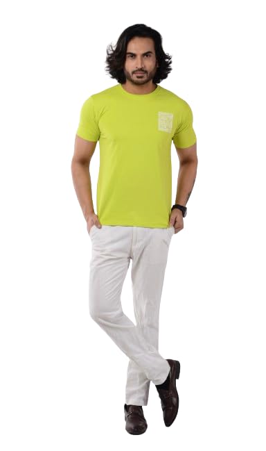 Image of Men's Round Neck T Shirt Cotton Back Print, Regular and Relaxed Fit Half Sleeves Breathable Soft Fabric Standard Length Comfortable, Trending, Stylish Casual Wear