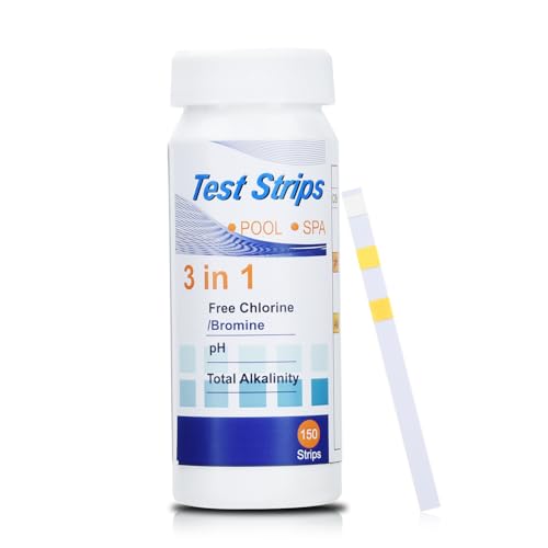 3 in 1 Pool Teststreifen für Spa, Aideepen 150 Stäbchen Wassertest-Set, Genau Pool Tester für pH, Freies Chlor, Gesamtalkali in Pool, Spa, Aquarium