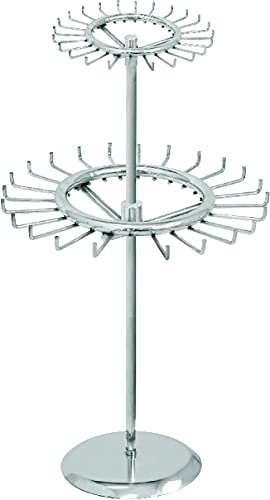 Two-Tier Revolving Belt or Tie Rack - Display Rack for Retail Purposes - Adjustable Height, 48 Hooks Industrial Rack. Retail Display Fixtures