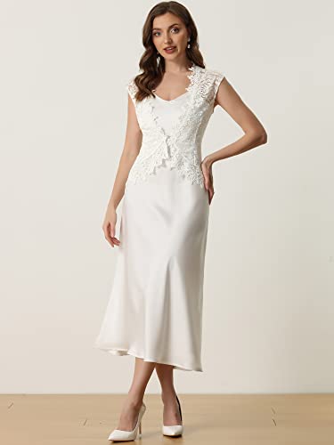 Allegra K Floral Lace Shrug for Women's Wedding Guest Cap Sleeve Formal Sheer Bolero Cardigan4