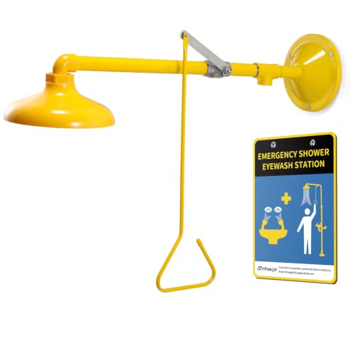 Image of Emergency Shower Station Safety Shower Outdoor Horizontal /Wall Mounted Drench Shower for Emergency Shower, Highly Visible Color