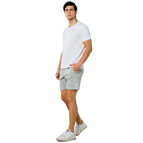 NIMENJOJA Mens 7" Sweat Shorts Cotton Workout Gym Jogger Lounge Shorts with Zipper Pockets3