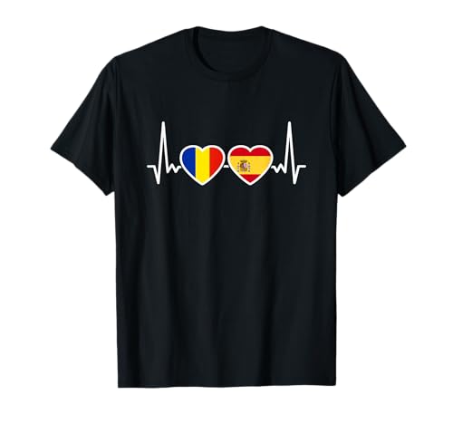 Rumania España Latido Bandera Español Rumano Camiseta