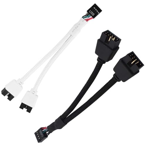 Colexy Adaptateur Répartiteur USB 2.0 à 9 Broches pour Carte Mère, 2 PCS Cable USB 2.0 9 Broche, USB Splitter 1 à 2, Adaptateur USB Carte Mère (Noir et...