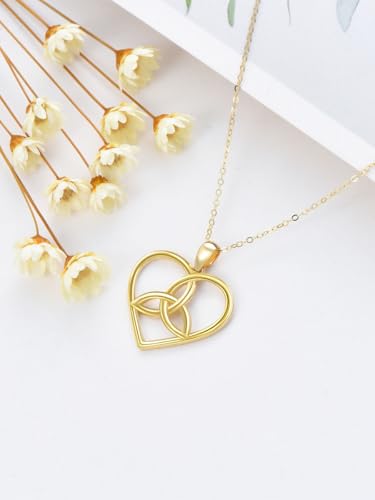 14K Solid Gold Heart/Double hearts/Crystal/Celtic Knot/Y Lariat/Diamond Dainty Heart Necklace for Women Her Lover Mom Anniversary Christmas Birthday Gifts3