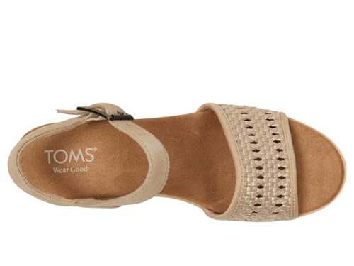 Image of TOMS Women's Diana Wedge Heel Sandal, Leather Upper, Rope-Wrapped Midsole, Adjustable Strap, Buckle, OrthoLite Insole