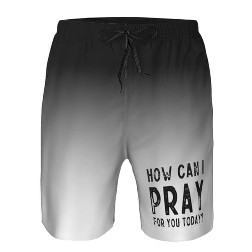 How Can I Pray for You Today Men's Casual Board Shorts Drawstring Swim Trunks Swimwear Bathing Suits,4