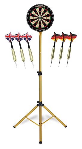 Stagecaptain DBS-1715 GD Bullseye Pro Dartscheibe Komplett Set Gold - Profi...