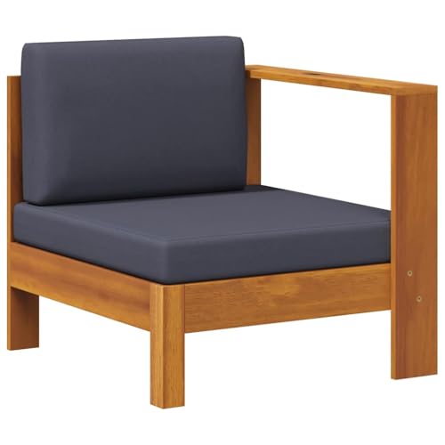 vidaXL Mittelsofa mit 1 Armlehne Dunkelgrau Massivholz Akazie